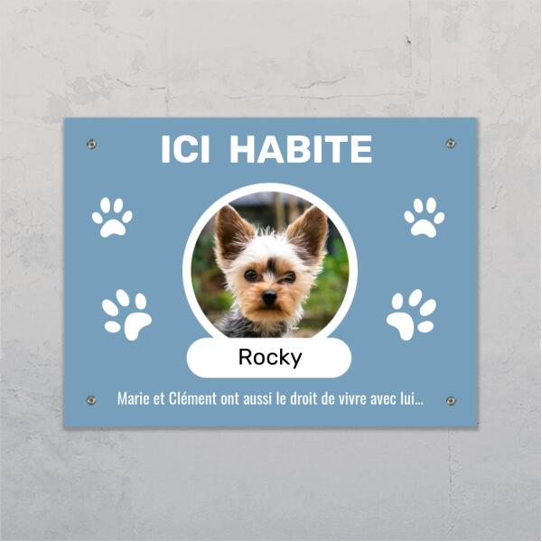 Photo (cercle) avec panneau de nom - Plaque de porte personnalisée