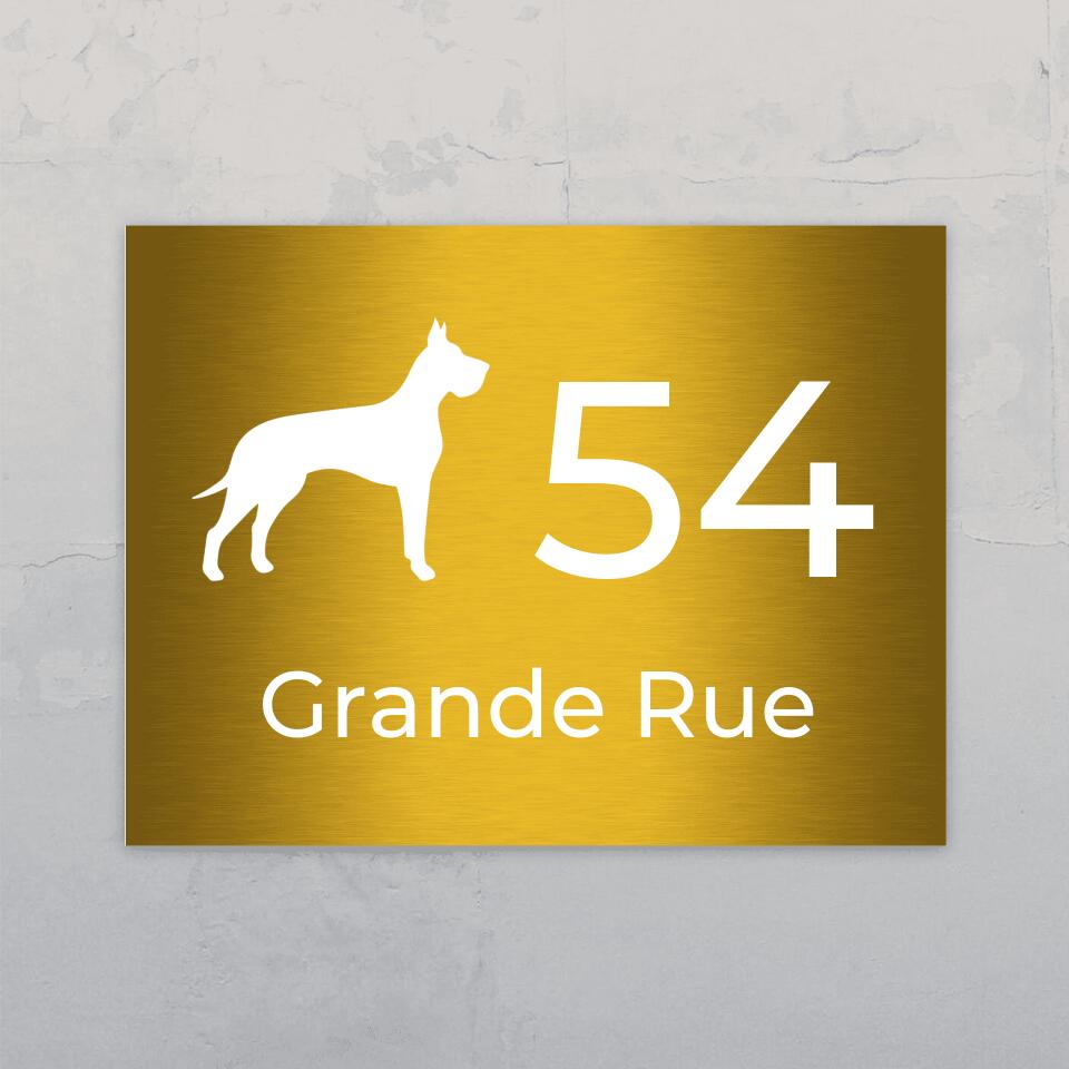Chien et numéro de maison - Plaque de porte personnalisée