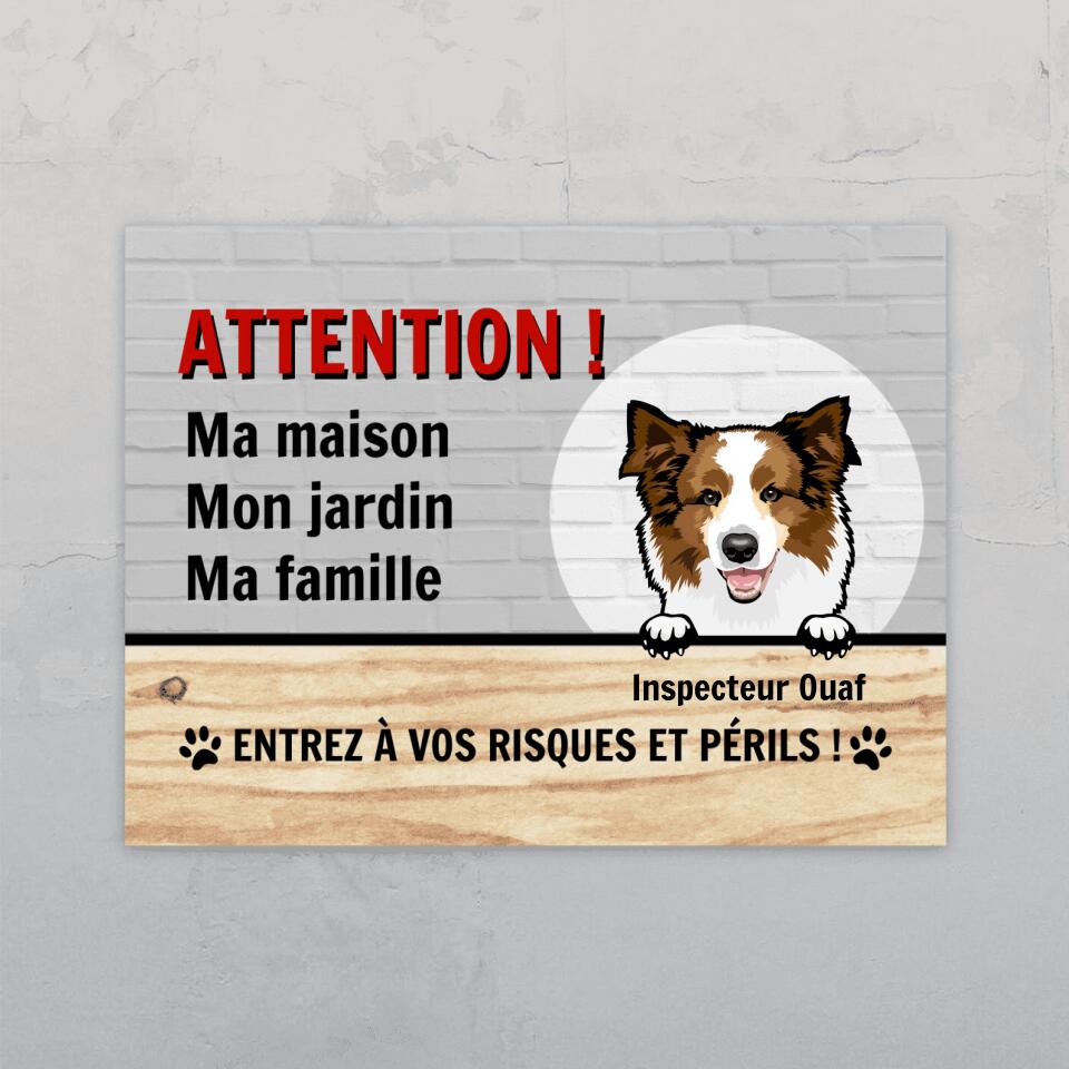 Attention - Plaque de jardin personnalisée
