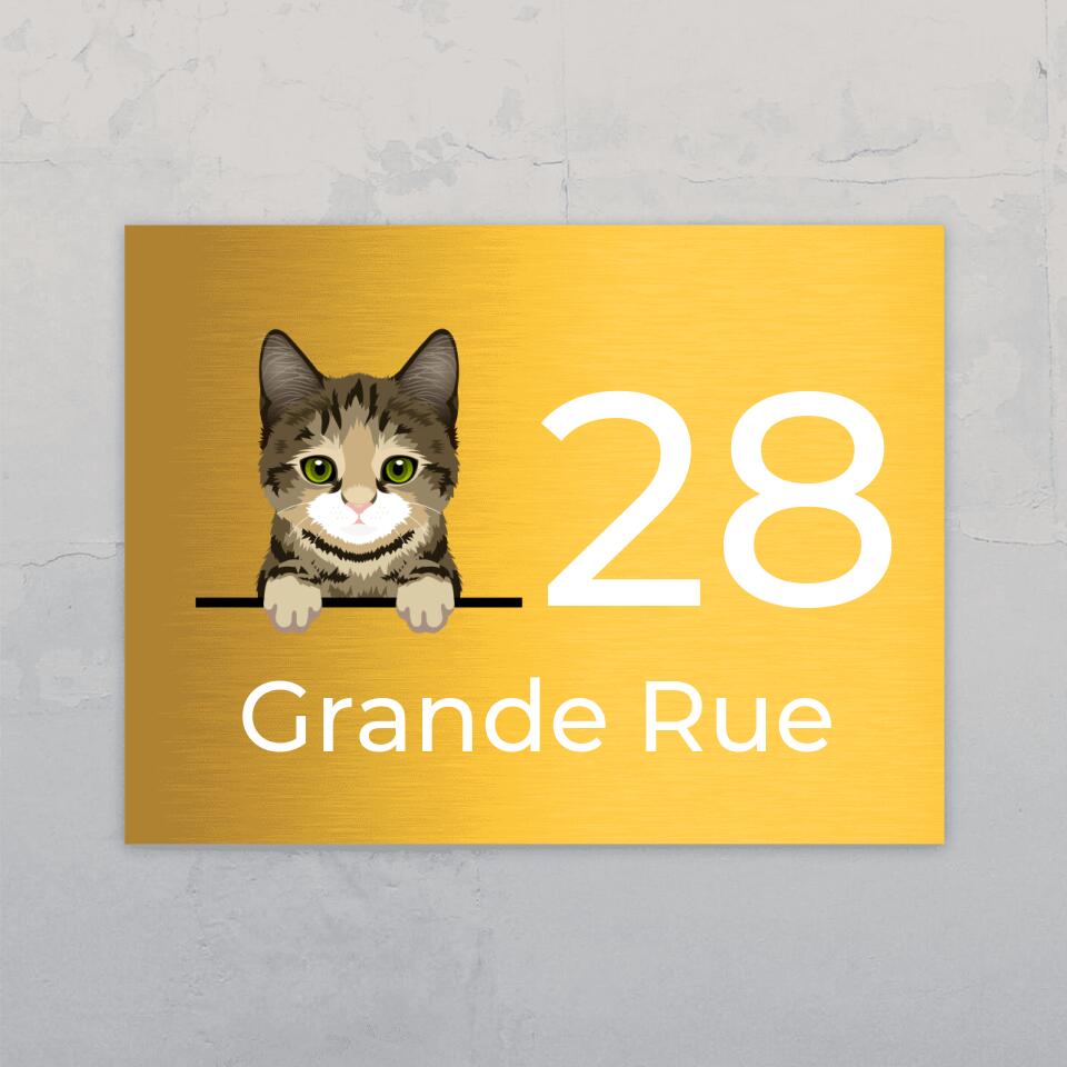 Chats curieux et numéro de maison - Plaque de porte personnalisée