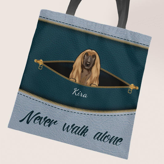 Never walk alone aspect cuir chiens - Sac shopping personnalisé