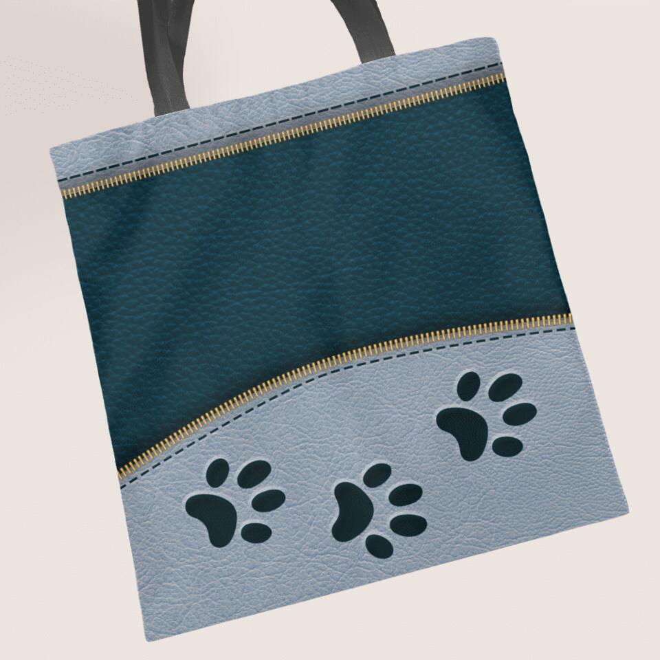 Never walk alone aspect cuir chiens - Sac shopping personnalisé