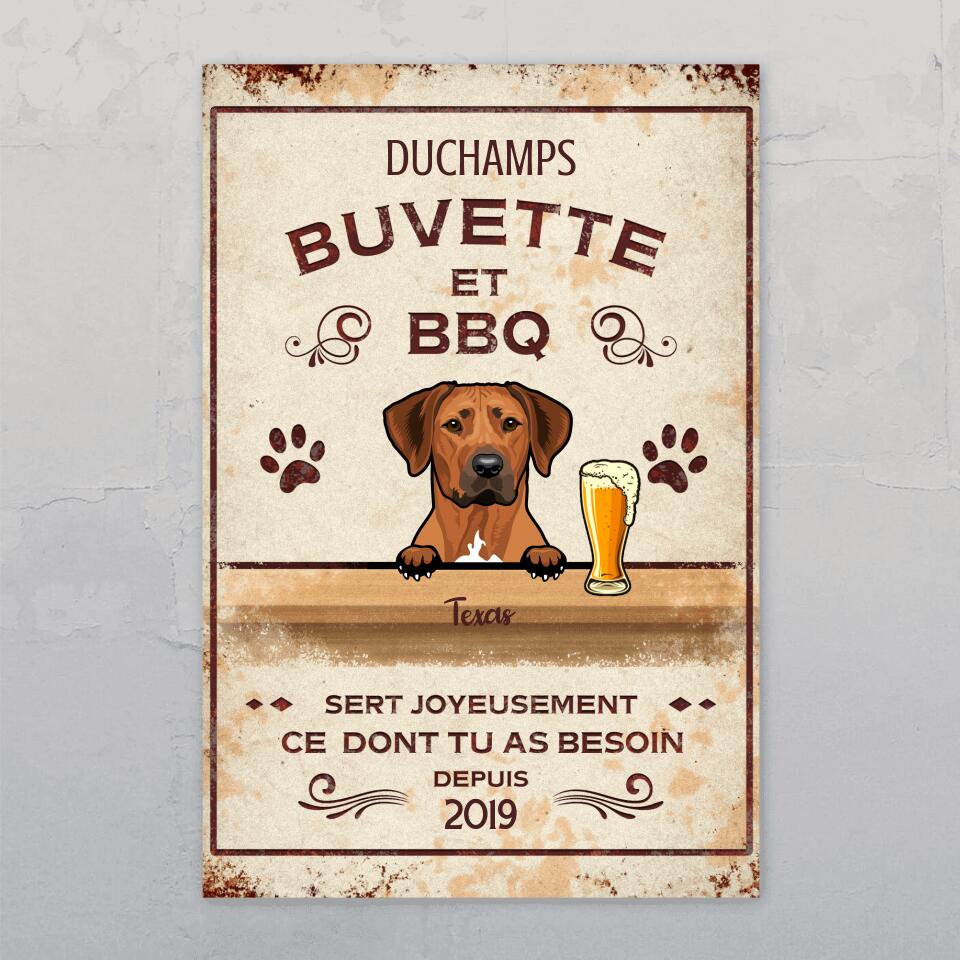 Buvette et BBQ - Plaque de porte personnalisée