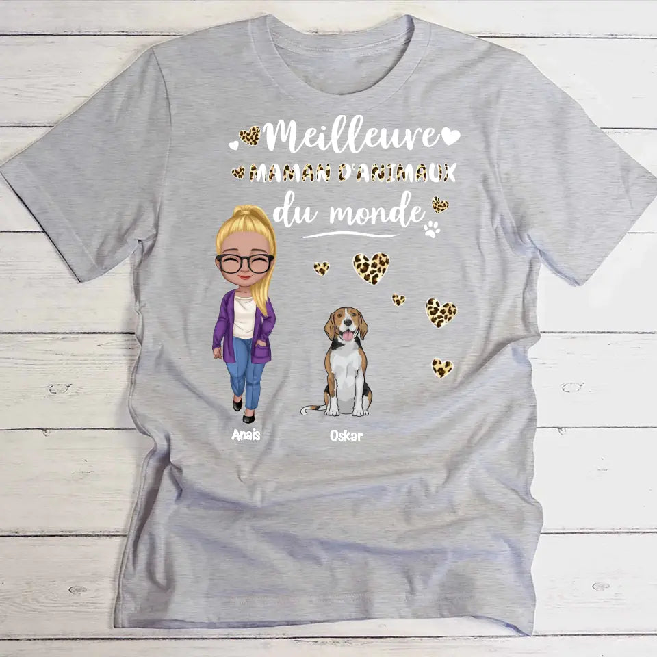 Meilleure maman d'animaux - T-shirt personnalisé