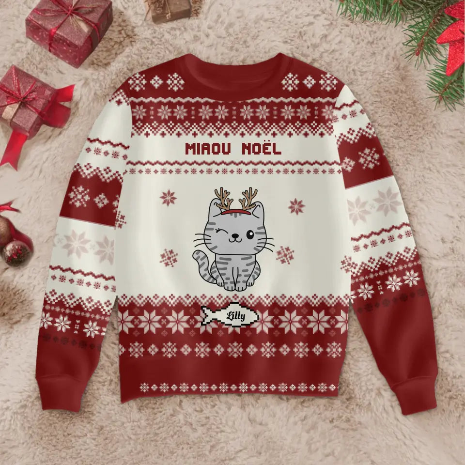 Miaou Noël - Pull de Noël personnalisé