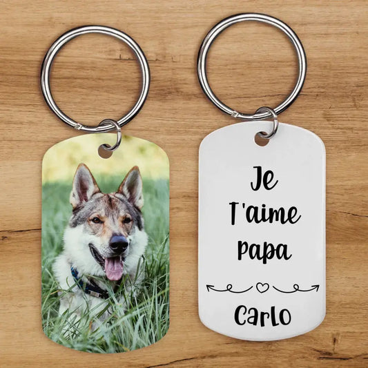 Je t'aime - Porte-clés Dog Tag personnalisé