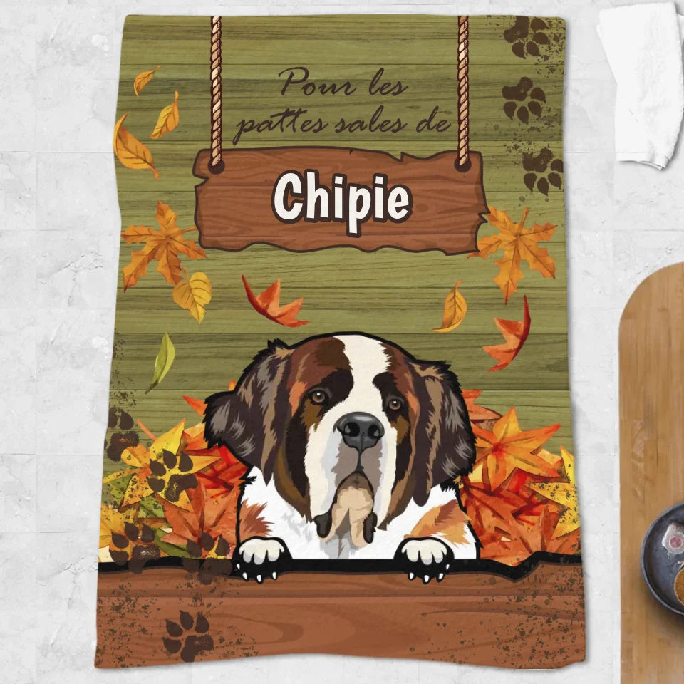 Sales pattes - Serviette personnalisée