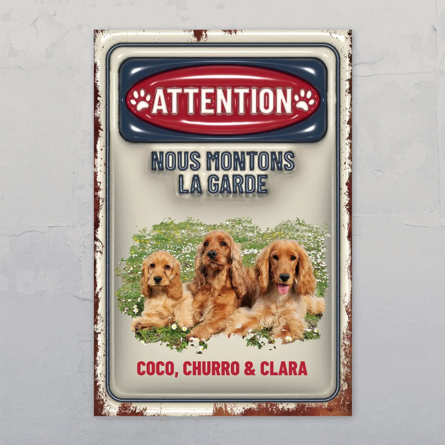 Attention (Optique 3D) - Plaque de porte personnalisé