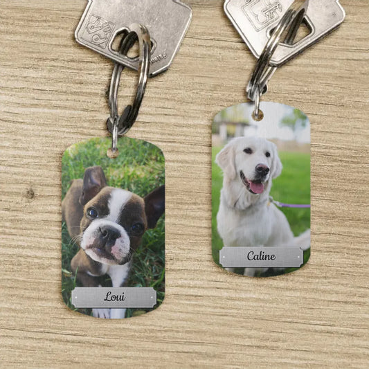 Porte-clés Dog Tag personnalisé - Photo double face