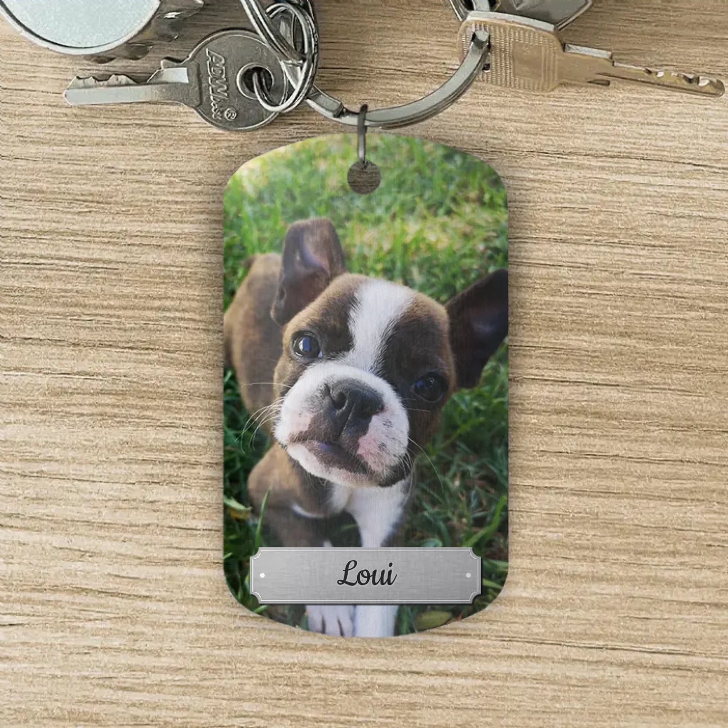 Photo double face - Porte-clés Dog Tag personnalisé