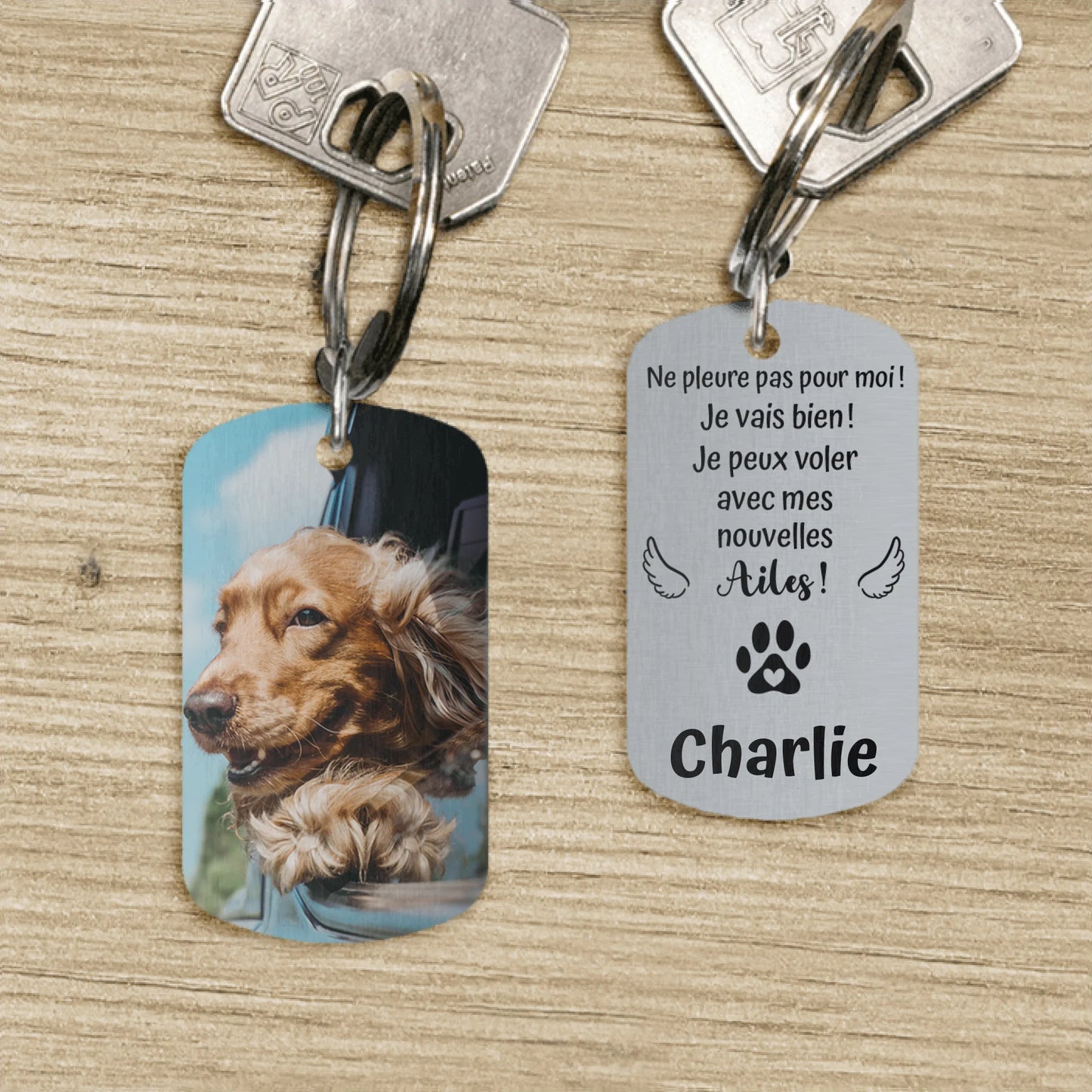 Ne pleure pas - Porte-clés Dog Tag personnalisé