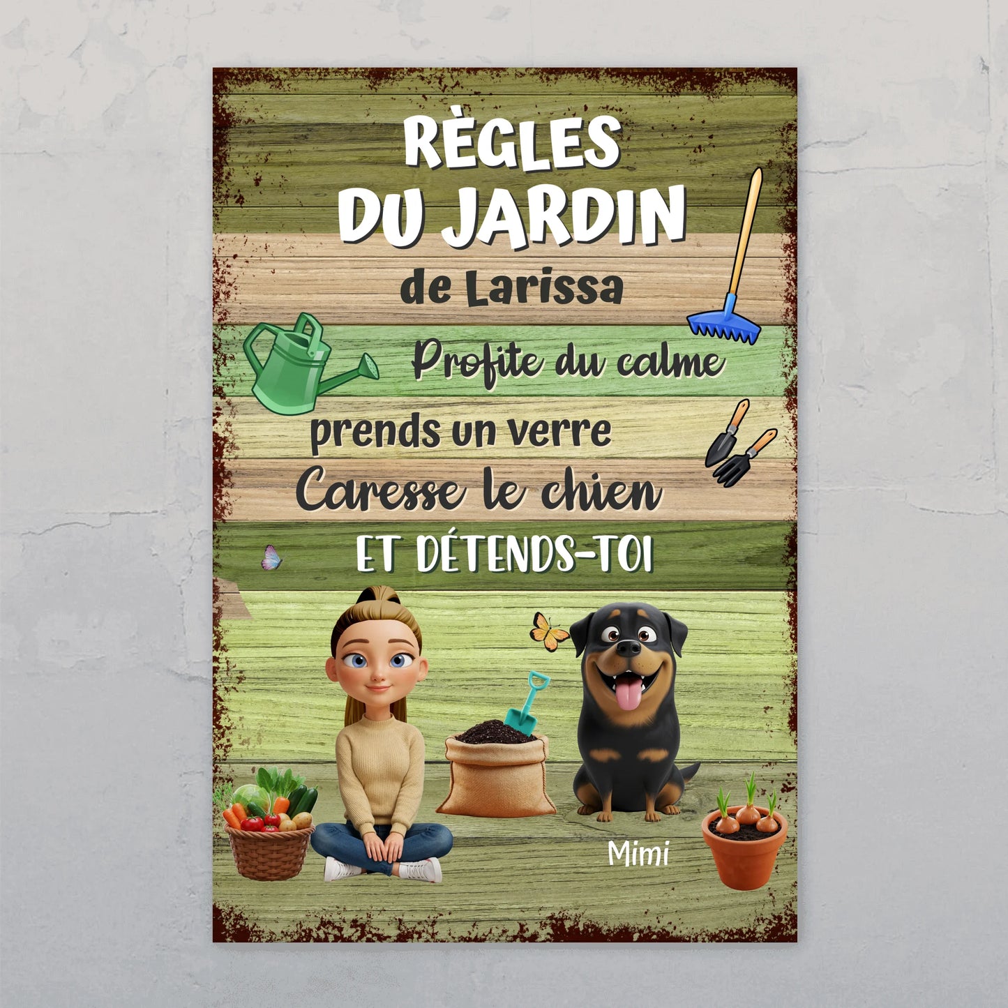 Règles du jardin - Plaque de jardin personnalisée