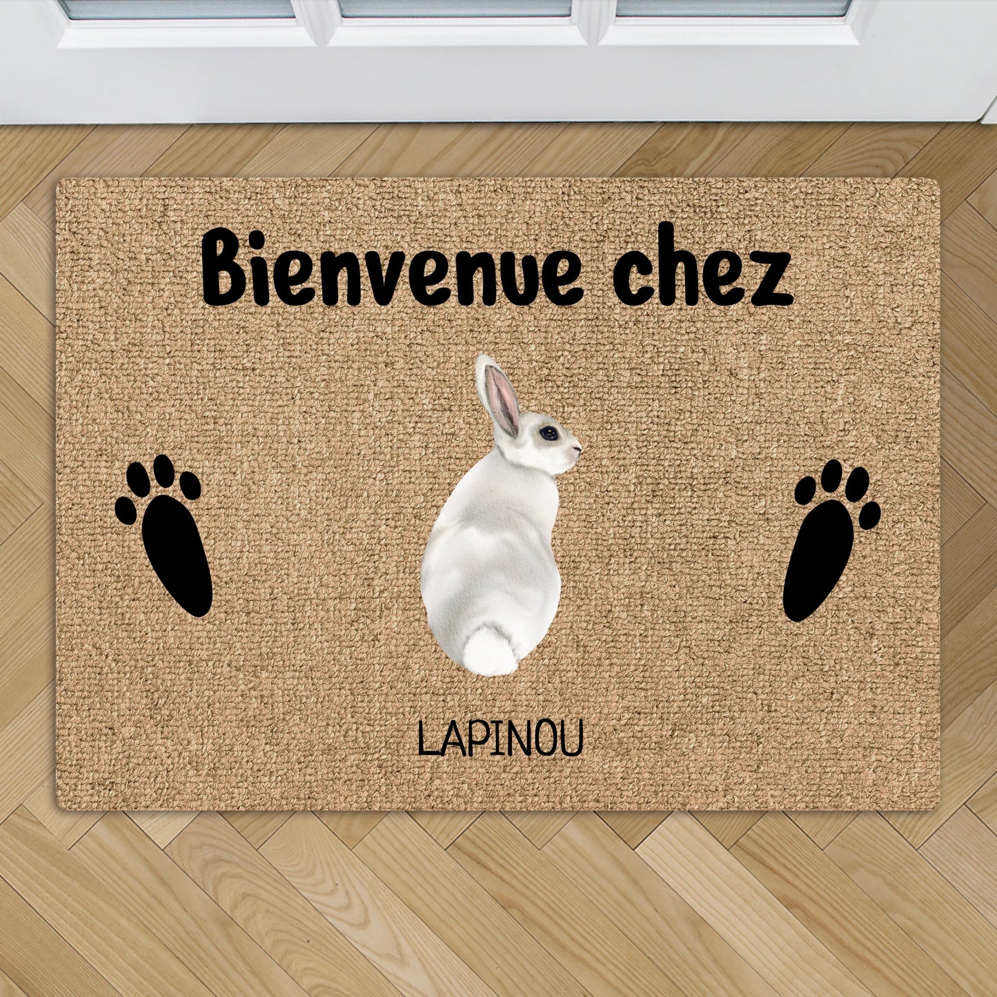 Bienvenue chez (lapin) - Paillasson personnalisé