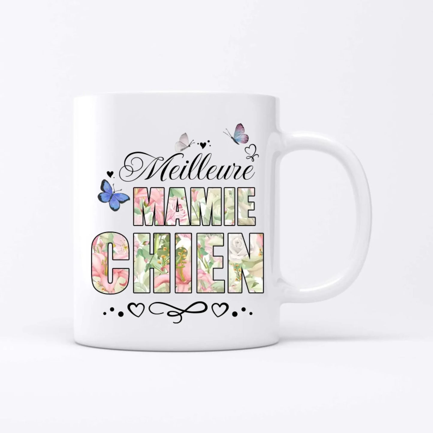 Meilleure mamie chien (motif floral) - Mug personnalisé