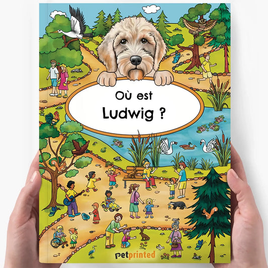 Où es-tu ? Livre Cherche et trouve personnalisé - Chien