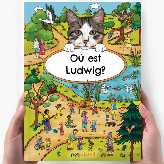 Où es-tu ? Livre Cherche et trouve personnalisé - Chat