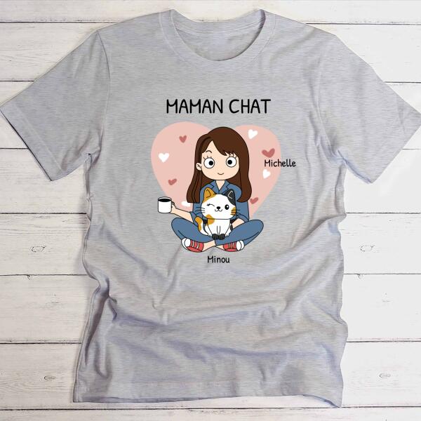 Maman chat (style BD) - T-Shirt personnalisé