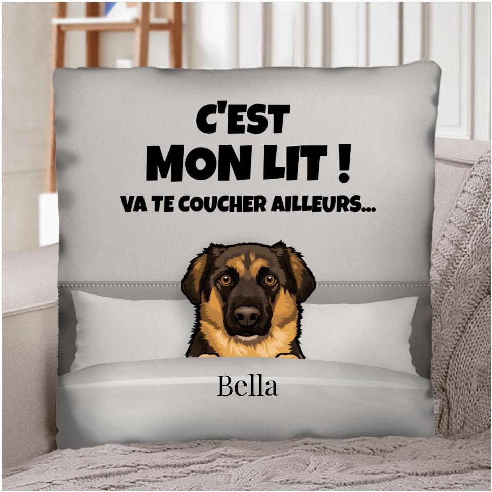 Notre lit (Chien) - Coussin personnalisé