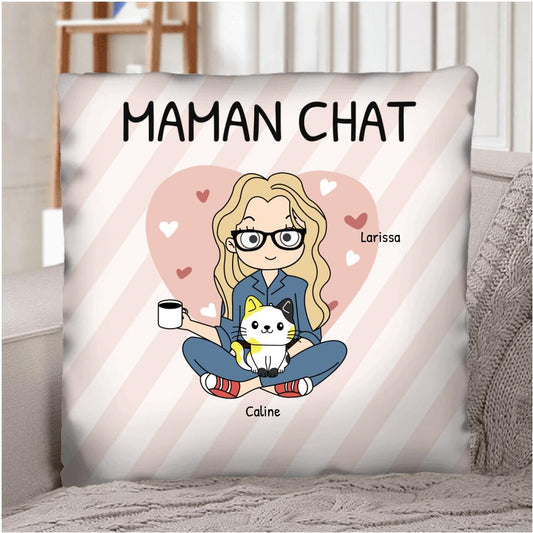 Maman chat - Coussin personnalisé