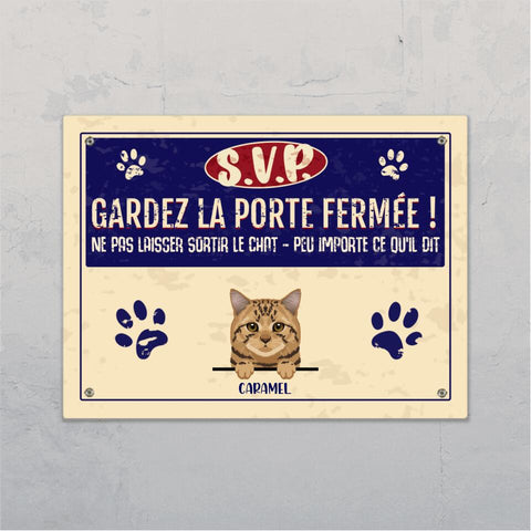 Ne pas laisser sortir les chats ! - Plaque de porte personnalisée - Featured Image