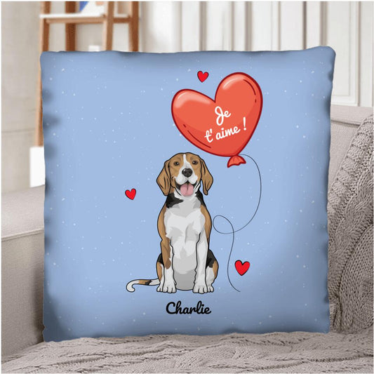 Chien avec ballon - Coussin personnalisé