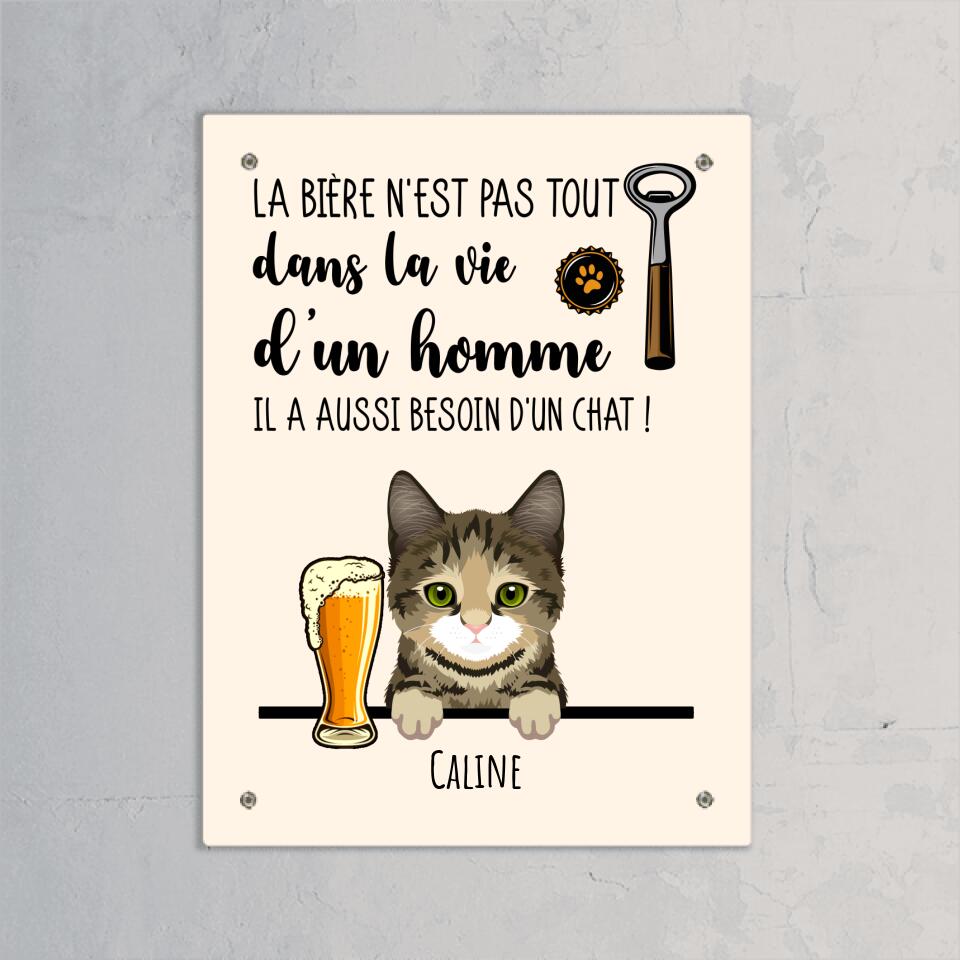 Bière et Miaou - Plaque de porte personnalisée