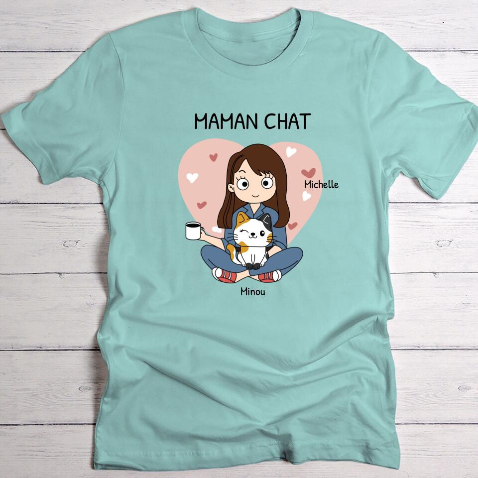 Maman chat (style BD) - T-Shirt personnalisé