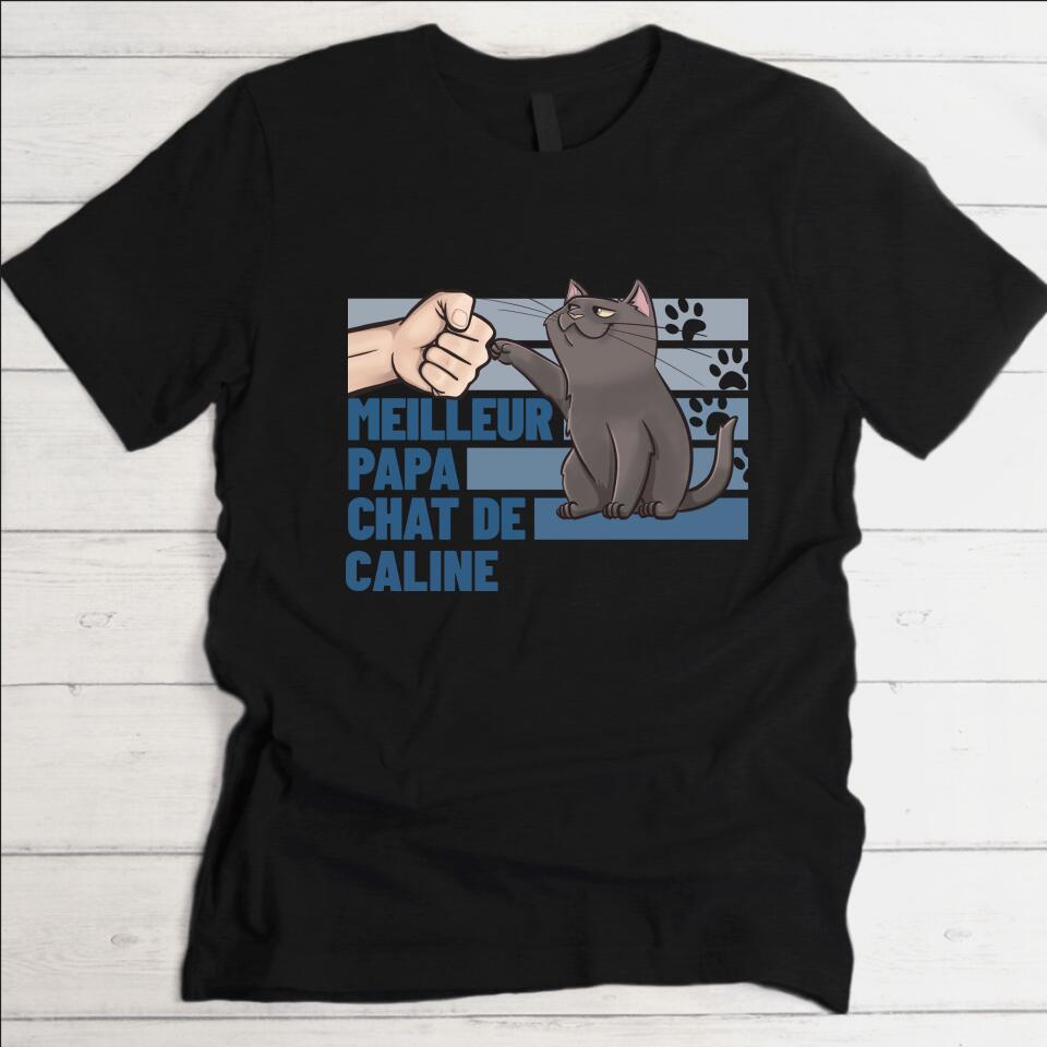 Meilleur papa chat de... - T-Shirt personnalisé