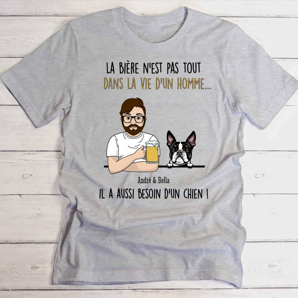 Une bière avec mon chien - T-Shirt personnalisé