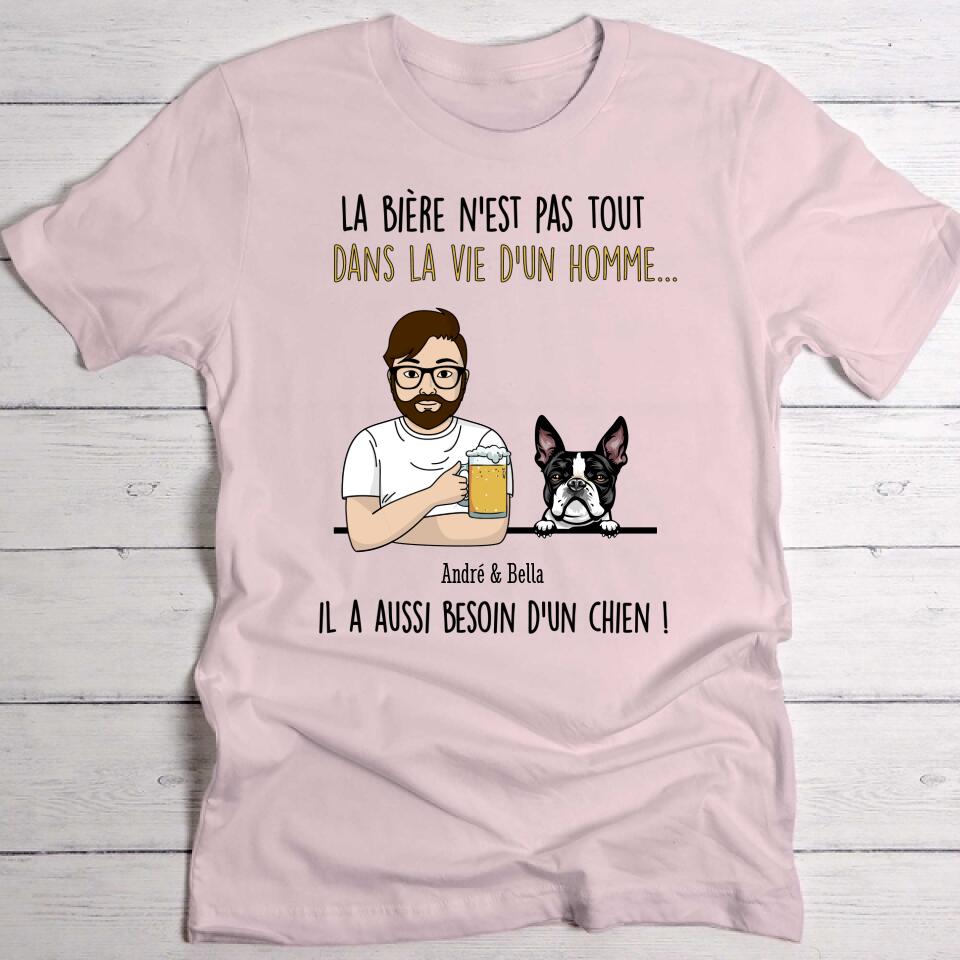 Une bière avec mon chien - T-Shirt personnalisé