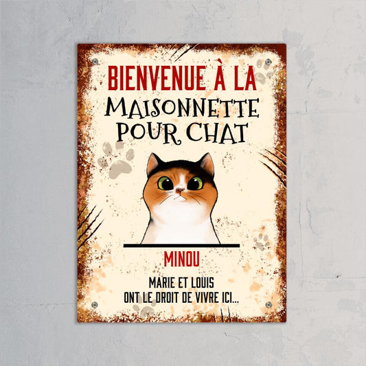 Maisonnette pour chat - Plaque de porte personnalisée