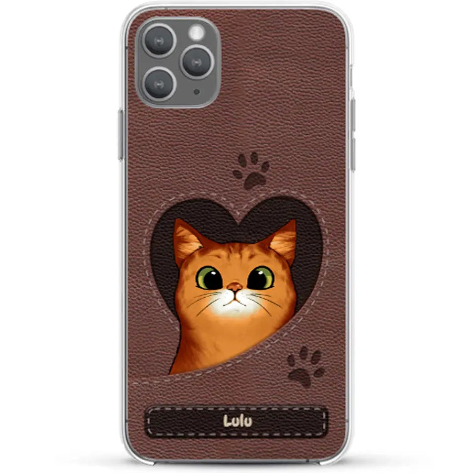 Chats curieux aspect cuir - Coque de téléphone personnalisée