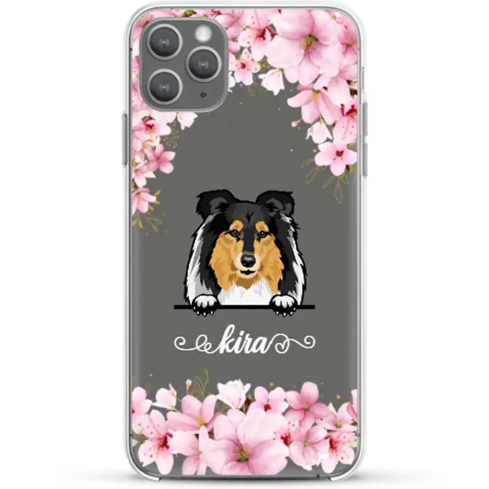 Fleurs et chiens - Coque de téléphone personnalisée