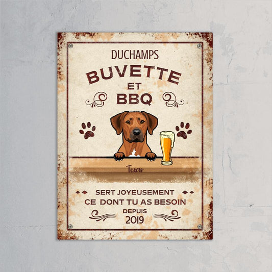 Buvette et BBQ - Plaque de porte personnalisée