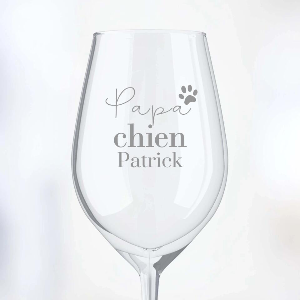 Papa chien - Verre à vin personnalisé