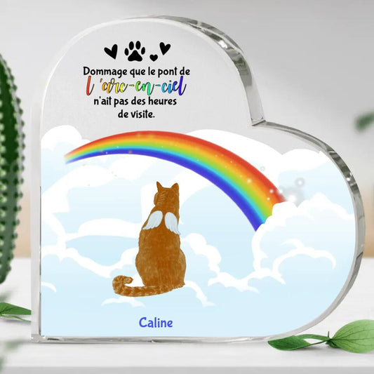 Pont arc-en-ciel chat - Cœur en verre personnalisé