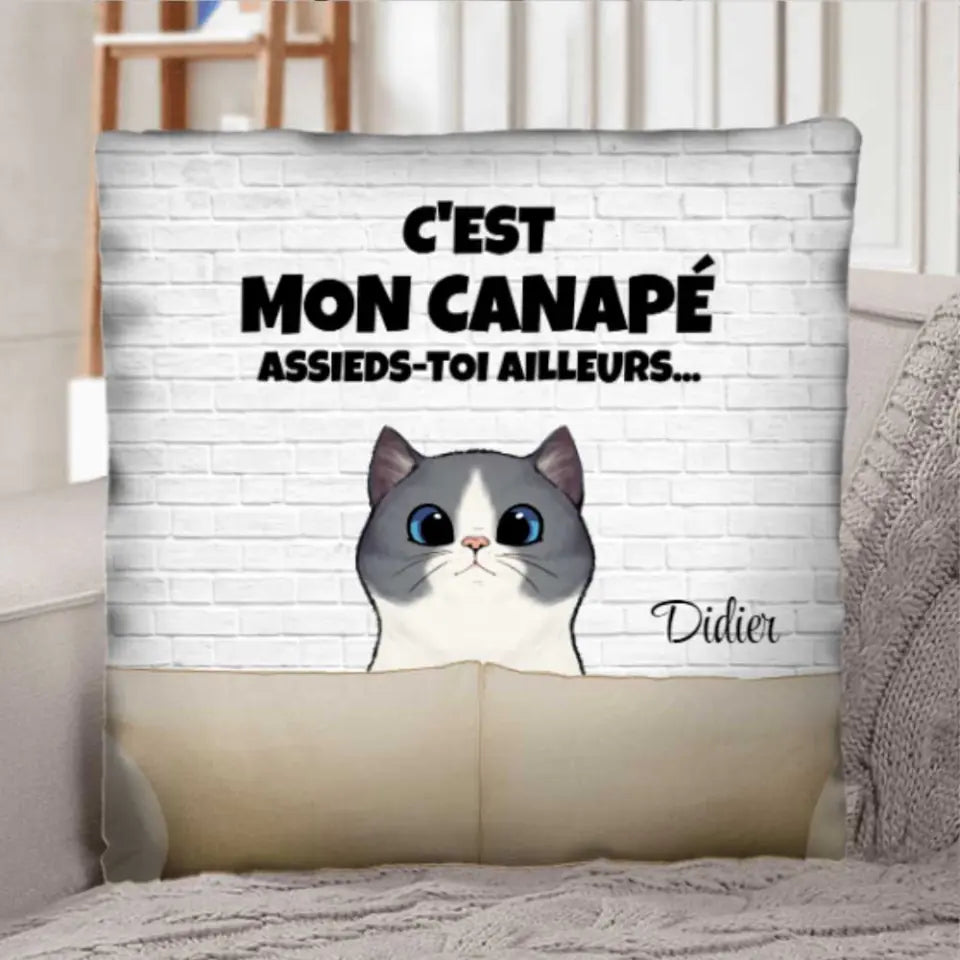 Notre canapé (chats) - Coussin personnalisé