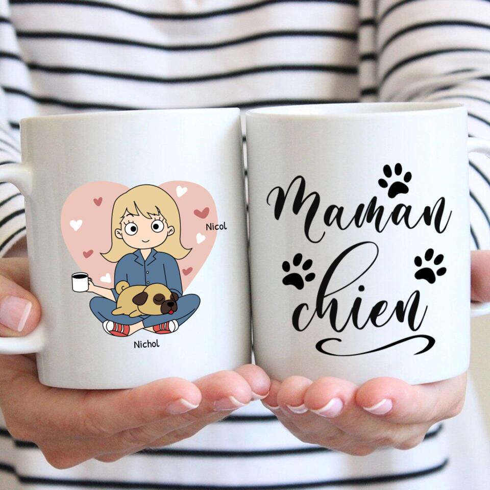 Maman chien (style BD) - Mug personnalisé