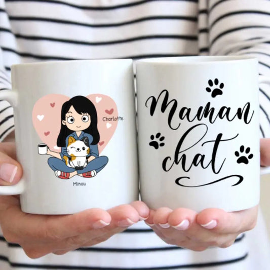Maman chat - Mug personnalisé (Style BD)