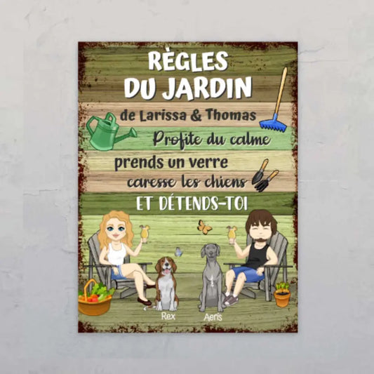 Règles du jardin (Couple) - Plaque de jardin personnalisée