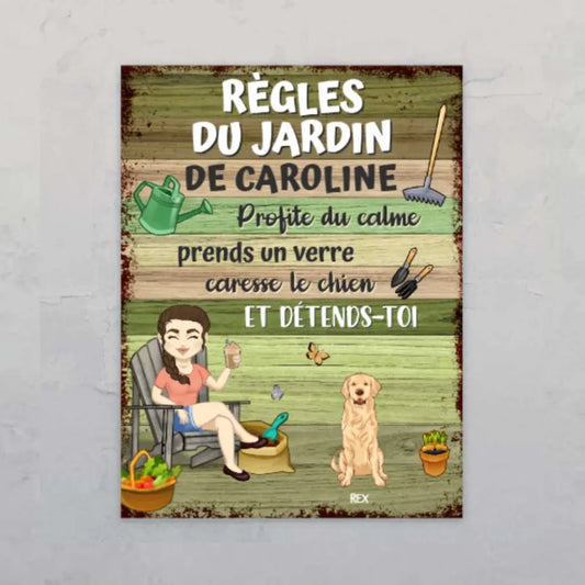 Règles du jardin - Plaque de jardin personnalisée