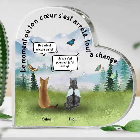 Le moment entre chats - Cœur en verre personnalisé