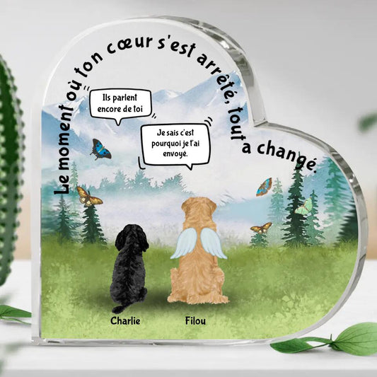 Le moment entre chiens - Cœur en verre personnalisé