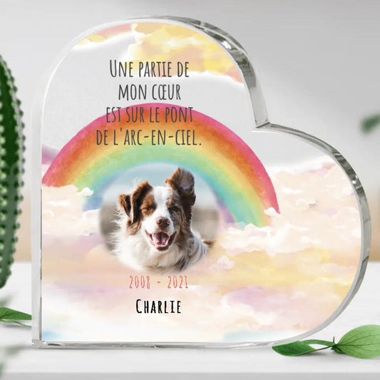 Votre photo avec arc-en-ciel - Cœur en verre personnalisé