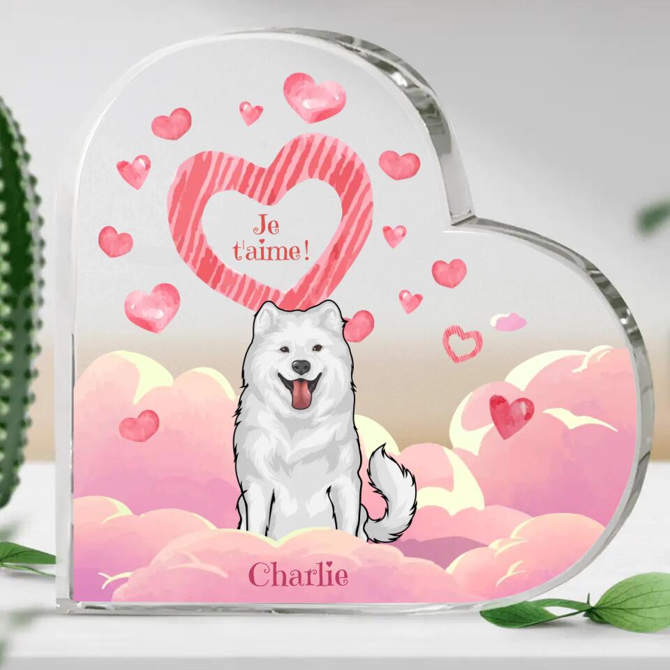 Tes chiens t'aiment - Cœur en verre personnalisé