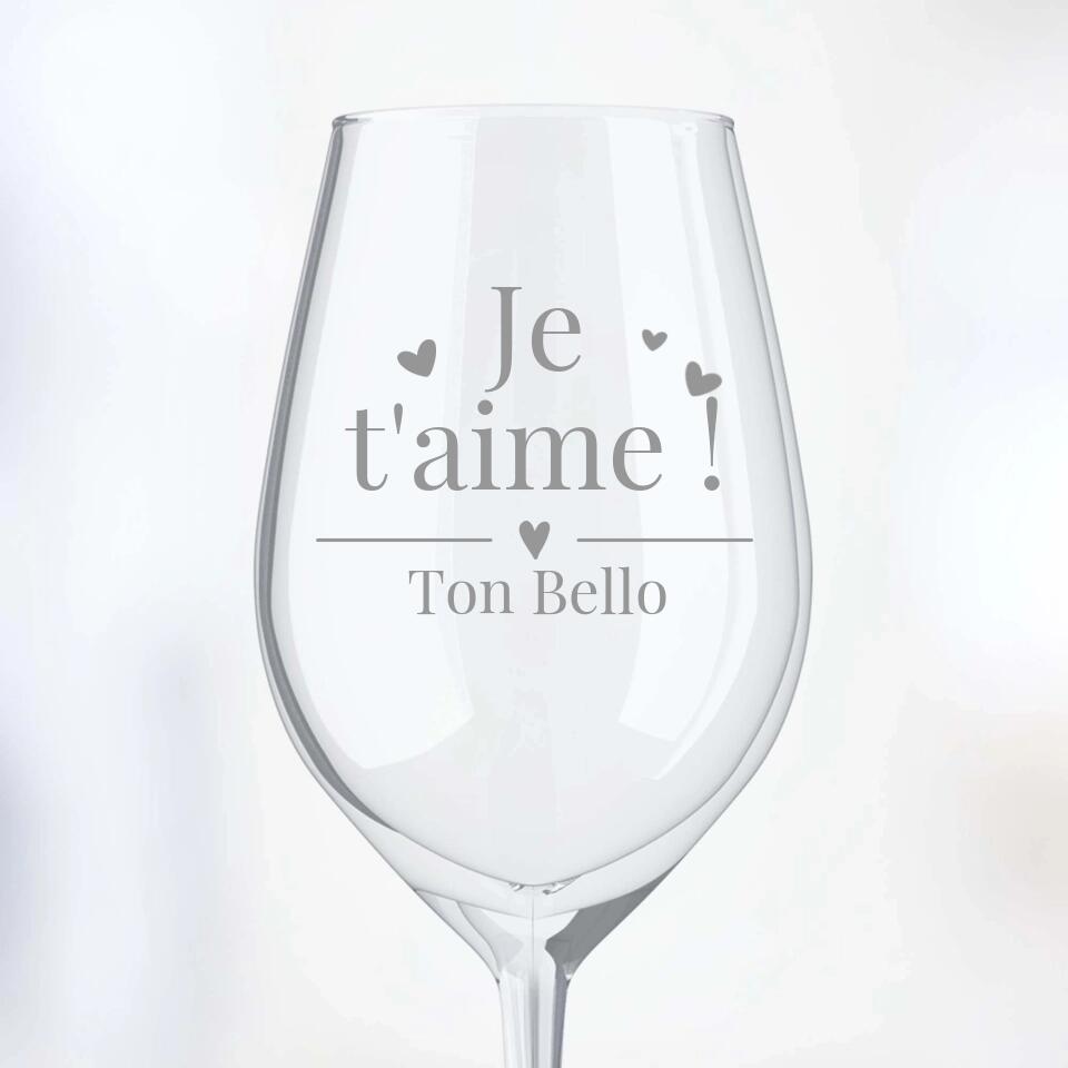 Je t'aime ! - Verre à vin personnalisé