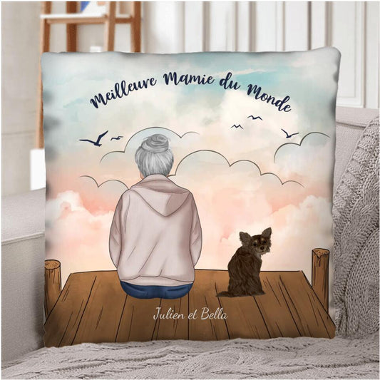 Meilleur(e) mamie/papy du monde - Coussin personnalisé