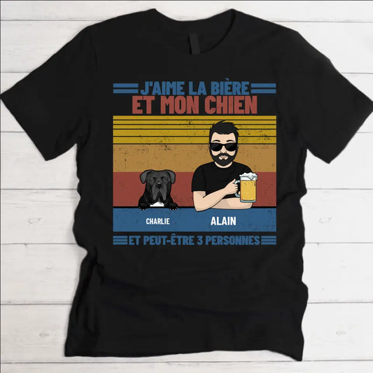 J'aime la bière et les animaux - T-Shirt personnalisé