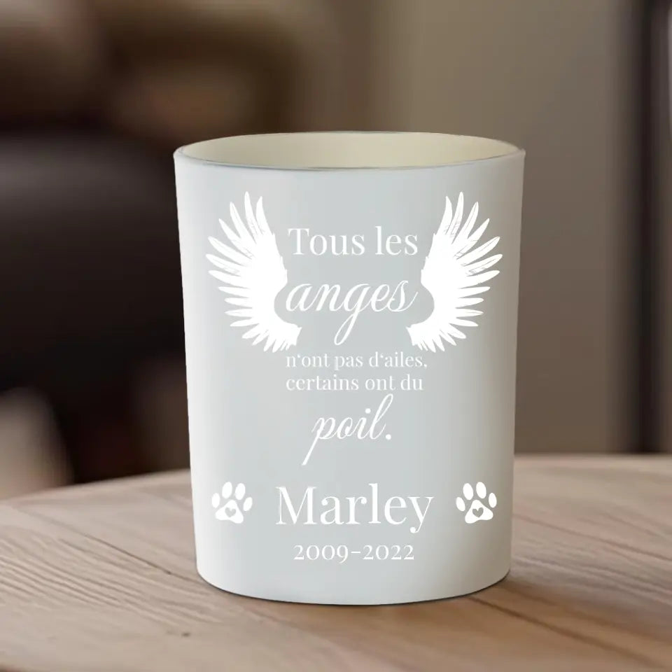 Les anges ont du poil - Verre à bougie personnalisé