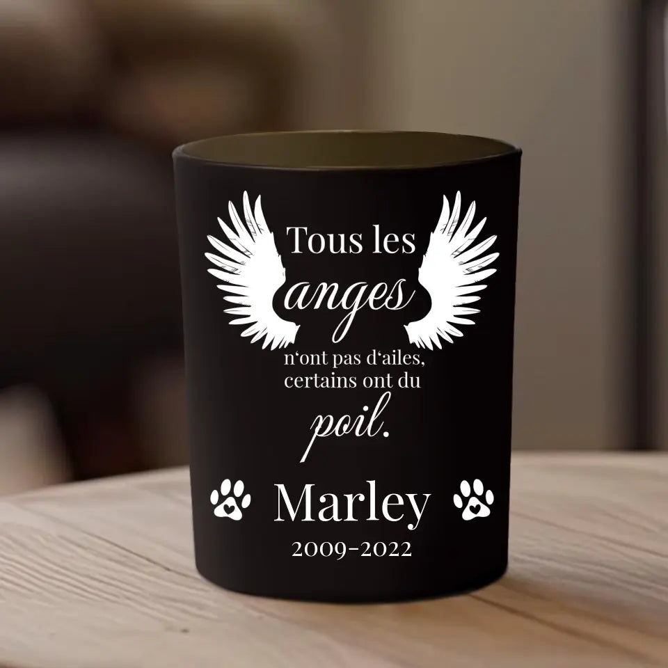 Les anges ont du poil - Verre à bougie personnalisé